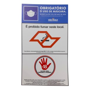 PLACA SINALIZAÇÃO 3 EM 1 LEI ESTADUAL 30X52CM