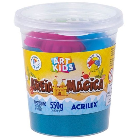 AREIA MAGICA 550GR C/3 MOLDES ART KIDS ACRILEX