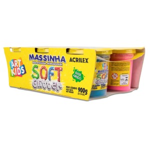 Massinha Base Amido Soft 150gr Glitter Caixa com 6 Cores Art Kids ACRILEX