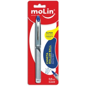 Caneta Roller Ball 0.5mm Azul LIQUIDLY Blister MOLIN
