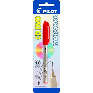 Caneta CD/DVD 1.0mm Vermelha Fina Permanente Blister PILOT