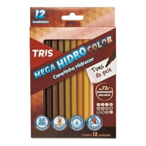 Canetinha Hidrografica 12 Cores Tons de Pele Mega Hidro Color TRIS