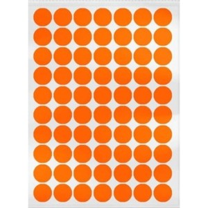 ETIQUETA BOLINHA DIAMETRO 12,0 LARANJA TP-12 C/350 ETIQUETAS TOK DE OURO