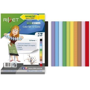 Bloco Criativo Liso A3 12 Cores 24 Folhas 110gr 297X420mm Color Set Ecocores RIDET NOVAPRINT Ref.010002