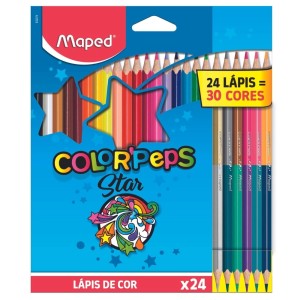 LAPIS DE COR 24 CORES TRIANGULAR +6 BICOLOR = 30 CORES MAPED