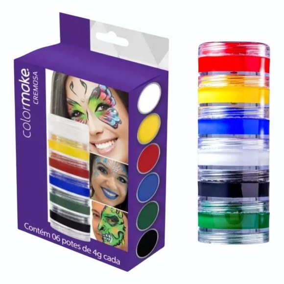 PINTURA FACIAL PASTA C/06 CORES COLOR MAKE