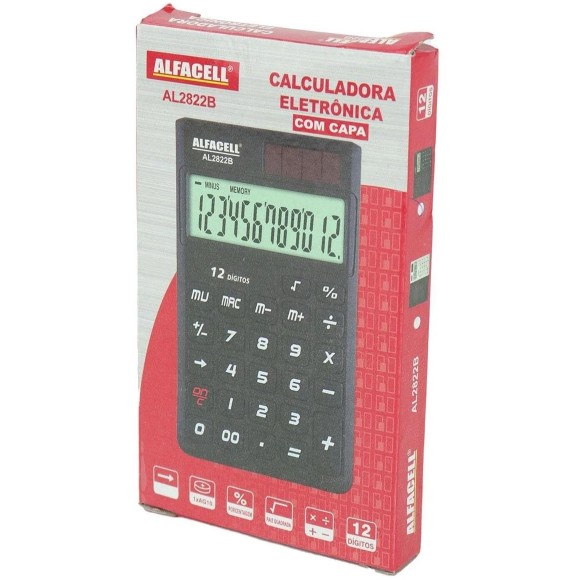 Calculadora Bolso 12 Digitos 12.4X7.4X1.3 Com Capa Ref.AL2822B  ALFACELL
