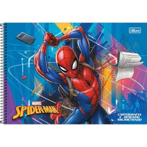 CADERNO DESENHO MILIMETRADO 80FLS HOMEM ARANHA TILIBRA