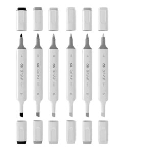 Caneta Artistica Graf Duo Brush 6 Tons de Cinza C/2 Pontas CIS
