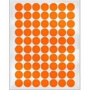 ETIQUETA BOLINHA DIAMETRO 12,0 LARANJA TP-12 C/350 ETIQUETAS TOK DE OURO