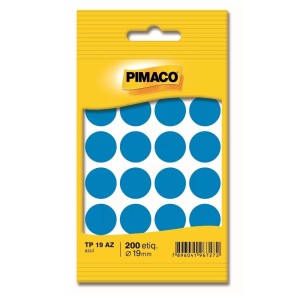 ETIQUETA BOLINHA DIÂMETRO 19,0 AZUL TP-19 COM 200 PIMACO