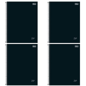 CADERNO ESPIRAL UNIVERSITARIO 80FLS ZIP PRETO PACOTE COM 4 UNIDADES TILIBRA
