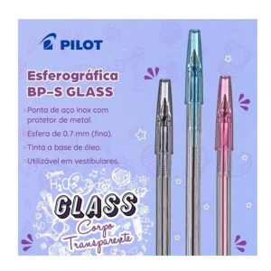 Caneta Esferografica 0.7mm BP-S GLASS Preta PILOT