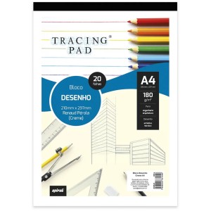 Bloco Para Desenho A4 Creme 180GR Com 20 Folhas Tracinh Pad - SPIRALGR CANSON