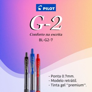 Caneta Esferografica Gel 0.7mm Rollerball G-2 Azul PILOT
