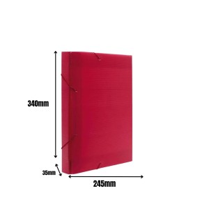 Pasta Plastica Poliondas Com Elastico Oficio 245X340mm Lombada 35mm Vermelha KAZ