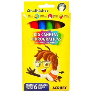 Canetinha Hidrografica 06 Cores Jumbo Big ACRILEX