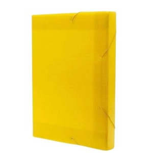 Pasta Plastica Poliondas Com Elastico Oficio 245X340mm Lombada 35mm Amarela KAZ