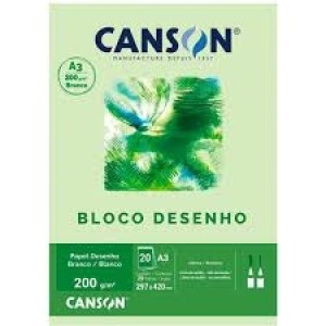 Bloco Para Desenho A3 Branco 200gr Com 20 Folhas CANSON