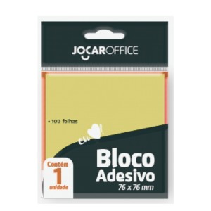 Bloco Adesivo 76x76 Amarelo Com 100 Folhas JOCAR OFFICE