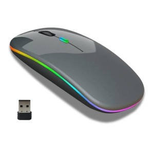 Mouse Sem Fio Optico Recarregavel 2.4GHz 1600DPI Dual Band Bluetooth e Wireless Com Led RGB MS-S350L