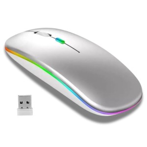 Mouse Sem Fio Optico Recarregavel 2.4GHz 1600DPI Dual Band Bluetooth e Wireless Com Led RGB MS-S350L