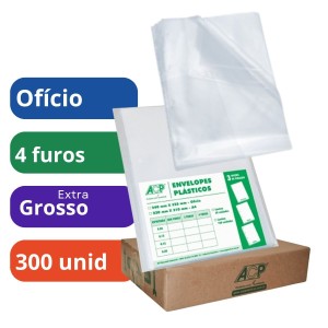 Envelope Plástico Oficio 4 Furos Caixa Com 300 Unidades - Grosso - DAC | ACP