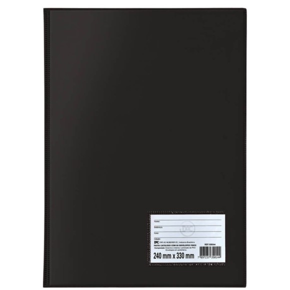 Pasta Catalogo Portfolio OF 50 Envelopes 0,12 Medio Preta Com Visor Com Colchete Ref.153 DAC
