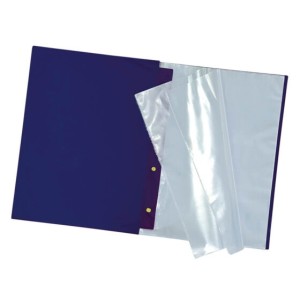 Pasta Catalogo Portfolio OF 10 Envelopes 0,06 Fino Azul Com Visor Com Colchetes Ref.1028.AZ