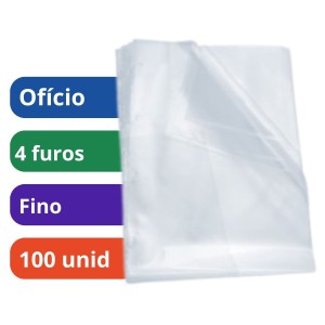 Saco Plástico PP Oficio 4 Furos 24x33 Com 100 Fino 0.06 ACP