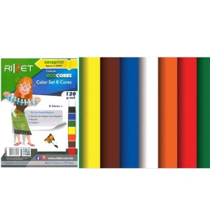 Bloco Criativo Liso A4 08 Cores 24 Folhas 120gr 210X297mm Color Set Ecocores RIDET NOVAPRINT Ref.010022