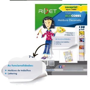 Bloco Criativo Moldura Decorada OF 7 Estampado 32 Folhas 120gr 230X320mm Ecocores RIDET NOVAPRINT Ref.010017