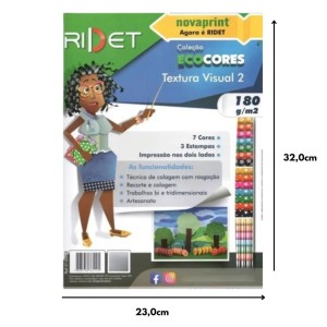Bloco Criativo Textura Visual 2 OF 7 Cores 36 Folhas 180GR 230X320mm Ecocores RIDET NOVAPRINT Ref.010012