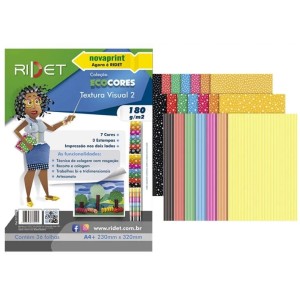 Bloco Criativo Textura Visual 2 OF 7 Cores 36 Folhas 180GR 230X320mm Ecocores RIDET NOVAPRINT Ref.010012