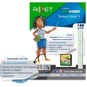 Bloco Criativo Textura Visual 3 OF 7 Cores 36 Folhas 180gr 230X320mm Pastel Ecocores RIDET NOVAPRINT Ref.010013