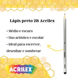 Lápis Preto 2B 2000 - ACRILEX