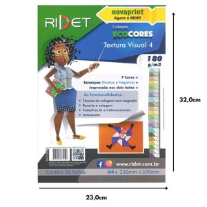 Bloco Criativo Textura Visual 4 OF 7 Cores 36FLS 180GR 230X320MM ECOCORES RIDET NOVAPRINT REF.010014
