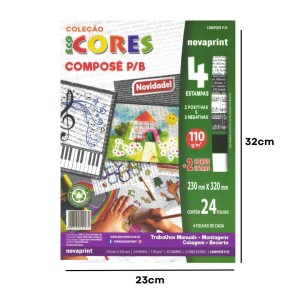 Bloco Criativo Compose OF P/B 4 Estampas 24 Folhas 110gr 230X320mm Ecocores RIDET NOVAPRINT