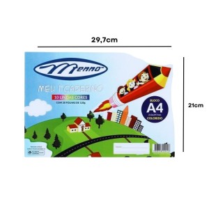 Bloco Criativo Liso A4 10 Cores 20 Folhas 120gr 210X297mm Color Set Meu Primeiro Caderno MENNO