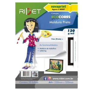 Bloco Criativo Moldura Preta OF 35 Folhas 120gr 230X320mm Ecocores RIDET NOVAPRINT Ref.010018