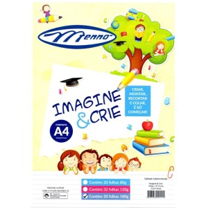 Bloco Criativo Liso A4 05 Cores 20 Folhas 180gr 210X297mm Color Set Imagine e Crie MENNO