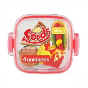 Kit Borracha Lancheira Mini Foods Com 4 Tilibra