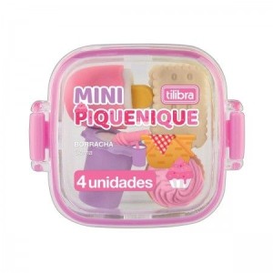 Kit Borracha Lancheira Mini Piquinique Com 4 Tilibra