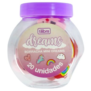 Borracha Mini Dreams Pote Com 20 Unidades Tilibra
