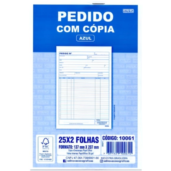Bloco de Pedio com Cópia Azul 25x2 Ref.6653 SÃO DOMINGOS