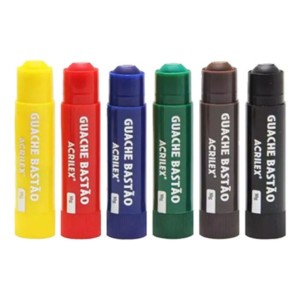 Tinta Guache em Bastao Com 6 Cores 10g ACRILEX