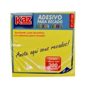 Bloco Adesivo 51x51 4 Cores Neon 300 Folhas KZ2004N KAZ