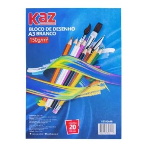 Bloco Para Desenho A3 Branco 150gr Com 20 Folhas KAZ