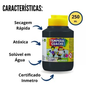 Guache 250ml Preto ACRILEX
