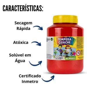 Guache 500ml Vermelho Fogo ACRILEX